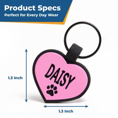 Show full view: GoTags Heart Silent Silicone Personalized Dog ID Tag, Blue slide 6 of 7