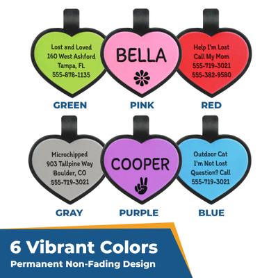 Show full view: GoTags Heart Silent Silicone Personalized Dog ID Tag, Blue slide 5 of 7