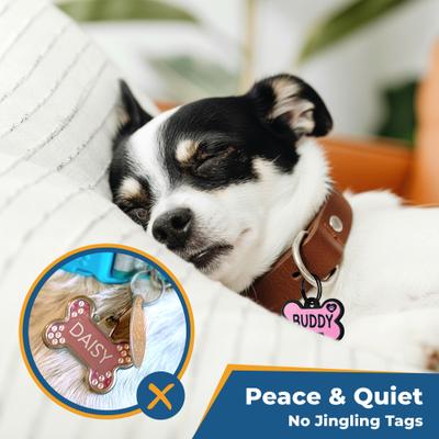 Show full view: GoTags Bone Silent Silicone Personalized Dog ID Tag, Pink slide 2 of 7