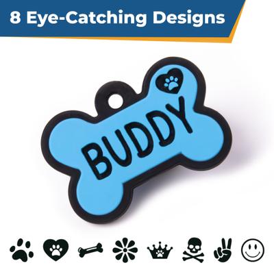 Show full view: GoTags Bone Silent Silicone Personalized Dog ID Tag, Pink slide 4 of 7