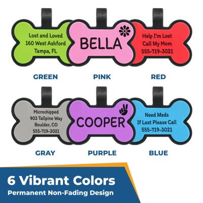 Show full view: GoTags Bone Silent Silicone Personalized Dog ID Tag, Pink slide 5 of 7