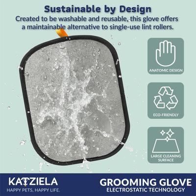 Show full view: Katziela Reusable Electrostatic FurTidy Hair Remover Dog & Cat Grooming Gloves, Black/Grey slide 4 of 9
