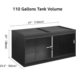 Unipaws Reptile Terrarium, Black, 47-in, 110-gal