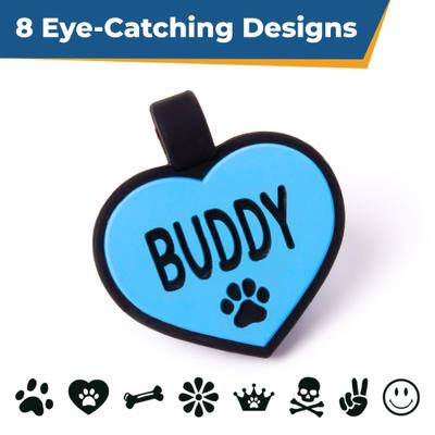 Show full view: GoTags Heart Silent Silicone Personalized Dog ID Tag, Blue slide 4 of 7