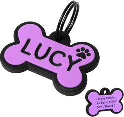 GoTags Bone Silent Silicone Personalized Dog ID Tag, Purple