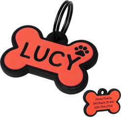 GoTags Bone Silent Silicone Personalized Dog ID Tag, Red