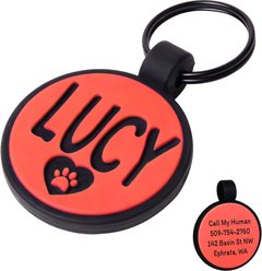 GoTags Round Silent Silicone Personalized Dog ID Tag, Red