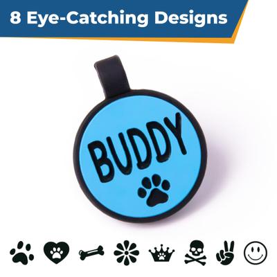 Show full view: GoTags Round Silent Silicone Personalized Dog ID Tag, Blue slide 4 of 6