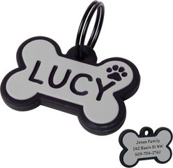 GoTags Bone Silent Silicone Personalized Dog ID Tag, Gray