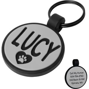 GoTags Personalized Stainless Steel with Enamel Paw Design Bone Shaped Pet ID Tag