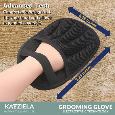 Show full view: Katziela Reusable Electrostatic FurTidy Hair Remover Dog & Cat Grooming Gloves, Black/Grey slide 3 of 9