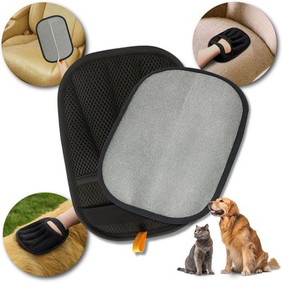 Katziela Katziela Reusable Electrostatic FurTidy Hair Remover Dog & Cat Grooming Glove, Black/Grey