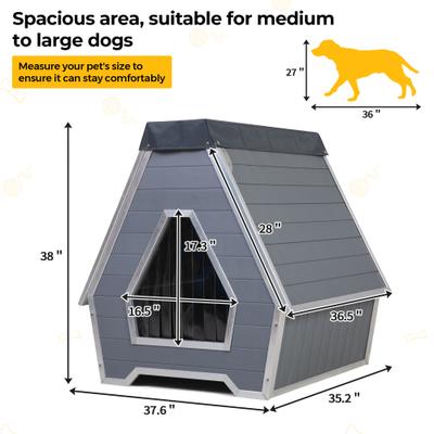 Show full view: Coziwow Indoor & Outdoor Waterproof & Chew Resistant Dog House, Dark Grey, Large slide 3 of 10
