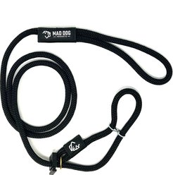 Mad Dog Products Premium Rope Easy Leader Nylon Slip Lead Dog Leash, Black, 6-ft long, 3/8-in wide