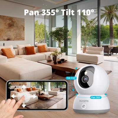 Show full view: blurams 8MP 4K Ultra HD Indoor Color Night Vision Pet Tracking Camera, White slide 4 of 6
