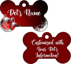 ShopInstaPets Christmas Themed 2 Sided Customized Dog ID Tag, Red