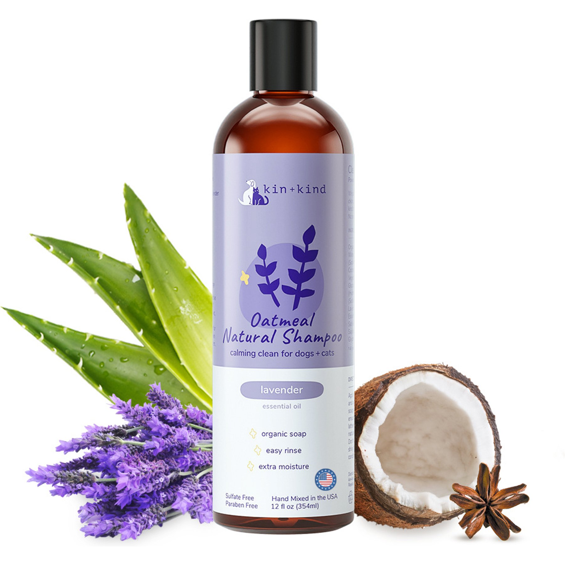 kin+kind Oatmeal Natural Lavender Dog Shampoo, 12-fl oz bottle