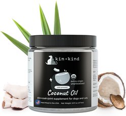 kin+kind Raw Coconut Oil Skin & Coat Boost Dog & Cat Supplement, 16-fl oz bottle