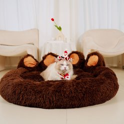 Kylinsure 55-in Round Plush Orthopedic Donut Dog & Cat Bed, Coffee