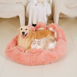 Kylinsure 55-in Round Plush Orthopedic Donut Dog & Cat Bed, Pink