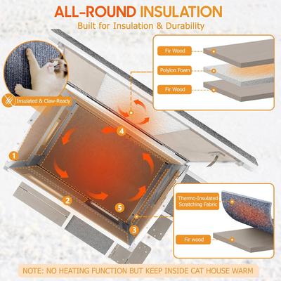 Show full view: Petscosset Insulated Outdoor Two-Story Cat House with Raised Base & Openable Roof, Gray, 33.5 x 25.6 x 39.5-in slide 3 of 12