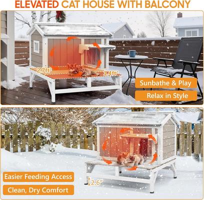 Show full view: Petscosset Insulated Outdoor Cat House with Raised Base & Openable Roof, Gray, 28.7 x 25.6 x 26.3-in slide 5 of 12