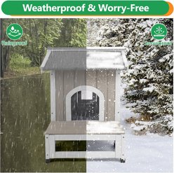 Petscosset Insulated Outdoor Cat House with Raised Base, Gray, 19.3 x 30 x 23.6-in slide 2 of 8