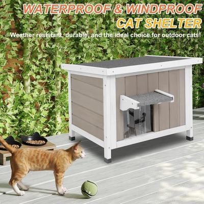 Show full view: Petscosset Outdoor Cat House with Openable Roof, Gray, 22.4 x 18.4 x 17.5-in slide 7 of 8