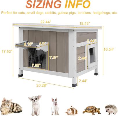 Show full view: Petscosset Outdoor Cat House with Openable Roof, Gray, 22.4 x 18.4 x 17.5-in slide 2 of 8