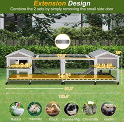 Petscosset 60-in Wooden Indoor Small Pet Hutch with Wheels, Gray, 60.2 x 22.1 x 35-in slide 2 of 8
