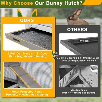 Show full view: Petscosset 60-in Wooden Indoor Small Pet Hutch with Wheels, Gray, 60.2 x 22.1 x 35-in slide 3 of 8