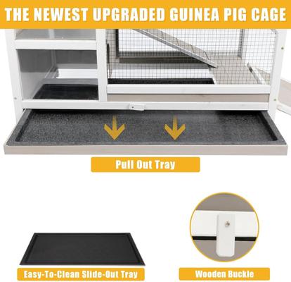 Show full view: Petscosset 36-in Wooden Small Pet Hutch with Wheels, Gray, 36.22 x 20.87 x 24.4-in slide 4 of 7