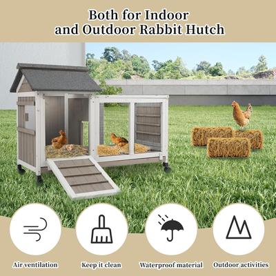 Show full view: Petscosset 38-in Wooden Indoor Small Pet Hutch with Wheels, Gray, 38 x 17.5 x 29.5-in slide 4 of 7
