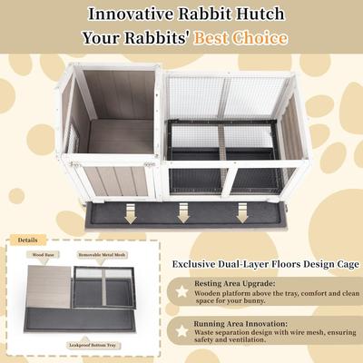 Show full view: Petscosset 38-in Wooden Indoor Small Pet Hutch with Wheels, Gray, 38 x 17.5 x 29.5-in slide 2 of 7