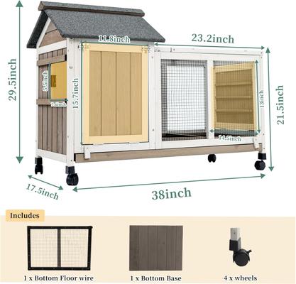 Show full view: Petscosset 38-in Wooden Indoor Small Pet Hutch with Wheels, Gray, 38 x 17.5 x 29.5-in slide 6 of 7