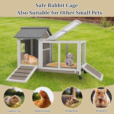 Show full view: Petscosset 38-in Wooden Indoor Small Pet Hutch with Wheels, Gray, 38 x 17.5 x 29.5-in slide 5 of 7
