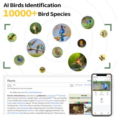 Show full view: Coziwow AI Bird Recognition Smart Bird Feeder with Camera Solar Powered, Natural Wood, 2.5-L slide 5 of 10