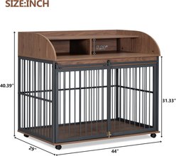 AOSTIRMOTOR Wooden Heavy Duty Furniture Dog Crate with Lockable Wheels, 44 inch, Brown slide 2 of 8