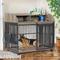 Show in main carousel: AOSTIRMOTOR Wooden Heavy Duty Furniture Dog Crate with Lockable Wheels, 44 inch, Gray slide 7 of 9