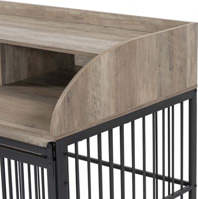 Show full view: AOSTIRMOTOR Wooden Heavy Duty Furniture Dog Crate with Lockable Wheels, 44 inch, Gray slide 9 of 9