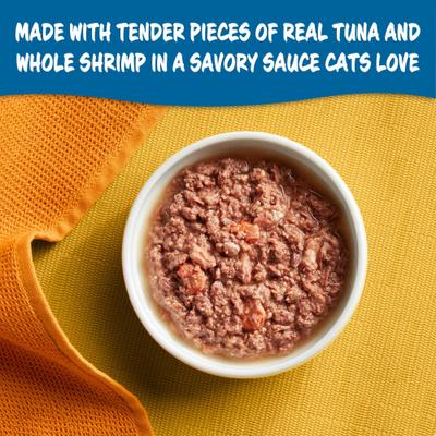 Show full view: Meow Mix Tender Favorites with Real Tuna & Whole Shrimp in Sauce Cat Food, 2.75-oz cup, case of 48 slide 5 of 12