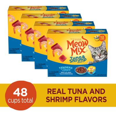 Show full view: Meow Mix Tender Favorites with Real Tuna & Whole Shrimp in Sauce Cat Food, 2.75-oz cup, case of 48 slide 3 of 12
