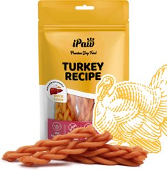 iPaw Turkey Meat with Duck Liver Braided Sticks Gluten-Free Adult Soft & Chew Dog Treats, 3.53-oz bag