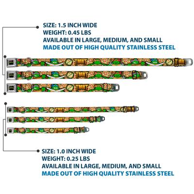 Show full view: Buckle-Down Nickelodeon Ninja Turtles Turtle Poses Pizza Slices Dog Collar, Medium: 11 to 16.5-in neck, 1-in wide slide 3 of 8