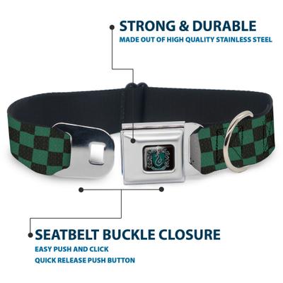 Show full view: Buckle-Down Warner Bros. Harry Potter Slytherin Checker Blocks Dog Collar, Large: 15 to 24-in neck, 1-in wide slide 4 of 8