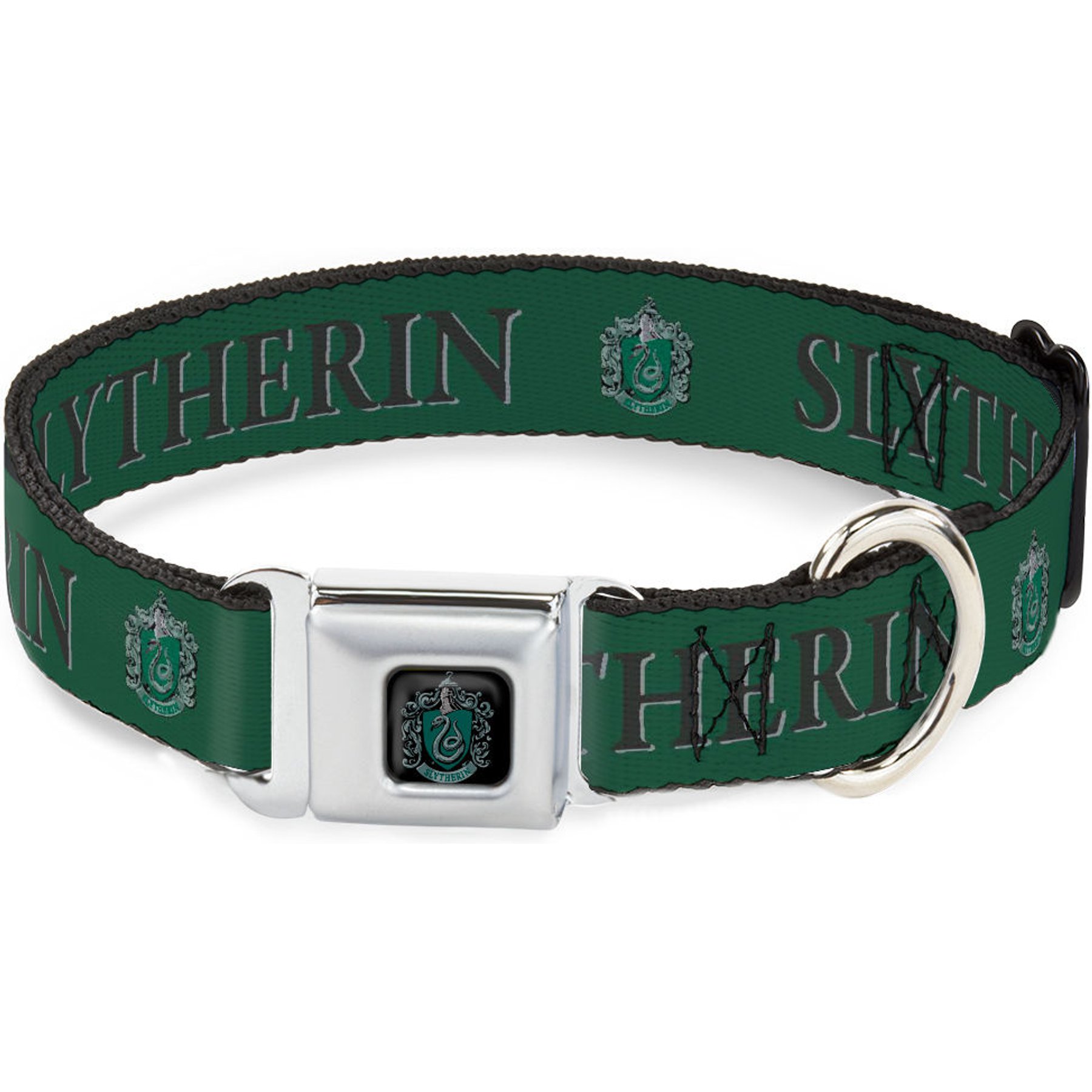 Buckle-Down The Wizarding World of Harry Potter Slytherin Crest Dog Collar, Medium: 11 to 16.5-in neck, 1-in wide