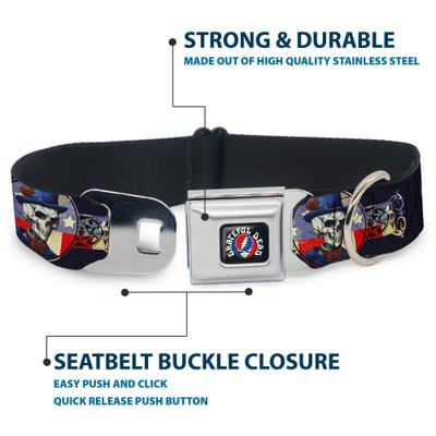 Show full view: Buckle-Down Grateful Dead Dave's Picks Skeleton Americana Dog Collar, Small: 13 to 17-in neck, 1.5-in wide slide 4 of 8