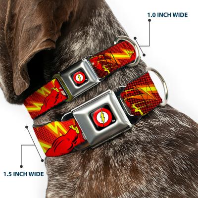 Show full view: Buckle-Down DC Comics The Flash Boom Kaboom Dog Collar, Large: 15 to 24-in neck, 1-in wide slide 2 of 8
