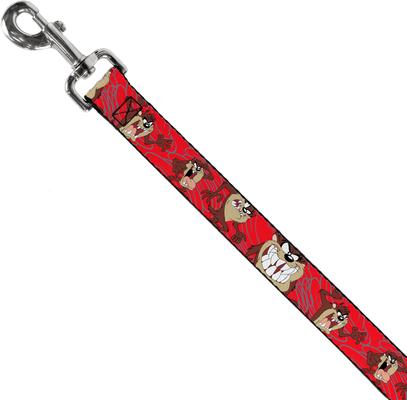 Show full view: Buckle-Down Looney Tunes Tasmanian Devil Expressions Swirl Polyester Dog Leash, Red, 4-ft long, 1-in wide slide 2 of 6