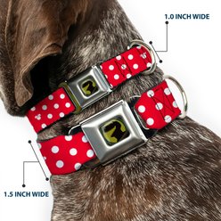 Buckle-Down Minnie Mouse Polka Dot Polyester Seatbelt Buckle Dog Collar, Small: 9 to 15-in neck, 1-in wide slide 2 of 9